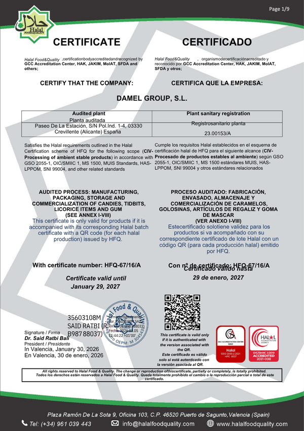Halal-Zertifikat – Damel Group S.L.